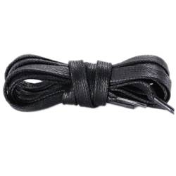 Wambere 2 Paar 8mm Breite Schnürsenkel Flach Reißfest Schuhbänder,Ersatz Shoelaces Gewachste Schuhband Schnürbänder für Martin Stiefel Lederschuhe Sportschuhe Turnschuhe Freizeitschuhe,Schwarz,100cm von Wambere