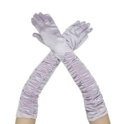 Wambere Damen Lang Handschuhe Satinhandschuhe Abendhandschuhe Opernhandschuhe Sexy Hochzeitshandschuhe für Mädchen Frauen Halloween Karneval Cosplay Teeparty Maskeradeparty Party Kostüm,Helles Lila von Wambere