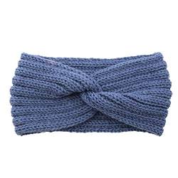 Winter Häkelarbeit Stirnband Mädchen Frauen Haarband Verdicken Stirnbänder Kopfband Haarband Ohrenwärmer Headwrap für Einkaufen Skifahren Laufen,Blau von Wambere