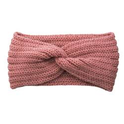 Winter Häkelarbeit Stirnband Mädchen Frauen Haarband Verdicken Stirnbänder Kopfband Haarband Ohrenwärmer Headwrap für Einkaufen Skifahren Laufen,Hellrosa A von Wambere