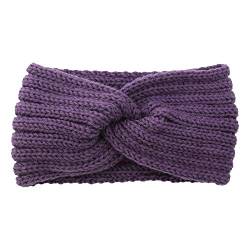 Winter Häkelarbeit Stirnband Mädchen Frauen Haarband Verdicken Stirnbänder Kopfband Haarband Ohrenwärmer Headwrap für Einkaufen Skifahren Laufen,Lila A von Wambere