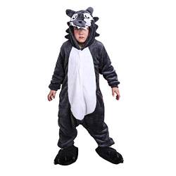 Kinder Kostüme Tier Tieroutfit Cosplay Jumpsuit Schlafanzug Grauer Wolf von Wamvp