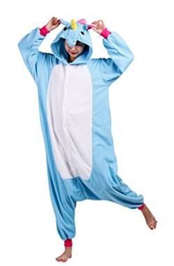 Männer Damen Pyjama Einhorn Kostüm Overall Plüschoverall Tier Verkleidung für Erwachsene von Wamvp