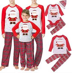 Wamvp Weihnachten Familien Pyjama Schlafanzug Zweiteilige Lang Outfit Elch Weihnachtsmann Herren Damen Kiner Set Christmas Hausanzug von Wamvp