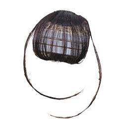 WanBeauty Extension Hairpiece Clip In Air Bangs Perücke Fake Hair Full Thin Neat Fringe Auf Haarteil Natural Für Frauen Dunkelbraun mit Kotelett von WanBeauty