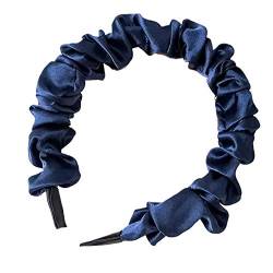 WanBeauty Stirnband Haarband Mode Solid Color Plissee Haarbügel Kopfbedeckung Zubehör Für Frauen Und Mädchen Navy blau von WanBeauty