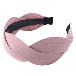 WanBeauty Stirnband Hair Hoop Kopfbedeckung Accessoire Mode Frauen Solid Color Twisted Wave Für Frauen Und Mädchen Rosa von WanBeauty