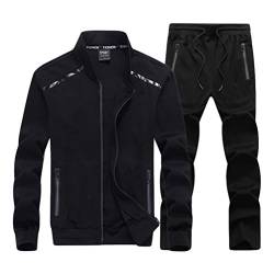 WanYangg Trainingsanzug Set Für Herren Große Größen Jogginganzug Fitness Jogginganzug Sportanzug Für Männer Freizeitanzug, Reißverschluss Tasche Sweatshirt Und Sporthosen Mit Kordelzug Schwarz 9XL von WanYangg