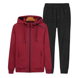 WanYangg Unisex Trainingsanzug Jogginganzug Mit Kapuze Rippstrickbündchen Für Herren Damen Übergröße Trainingsjacke Und Sport Jogginghose Hose Sportanzug Freizeit Trainingsanzüge Set Rot#1 8XL von WanYangg