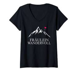 Damen Frauen Damen Wander Woman Hobby Geschenk Berge T-Shirt mit V-Ausschnitt von Wandern Trekking Geschenk Sächsische Schweiz Shirt