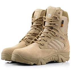 Männer Sandfarbe Militärkampfstiefel, Taktische Polizei Delta Armee Stiefel Spitze Armed Taktik Stiefel Sicherheitsstiefel Outdoor Desert Wanderschuh Berg,Sand Color,45 von WangQiLing