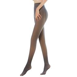 Damen Makellose Beine Gefälschte Schlanke Dehnbare Leggings Warme Fleece Pantyhose Abnehmen Durchscheinend Verdickte Thermostrumpfhose Strumpfhose (Schwarz, 220g) von WangsCanis