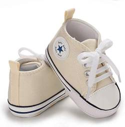 WangsCanis Babyschuhe Baby Junge Mädchen Schuhe Sneakers Weiche Leinwand mit Weichen und Rutschfesten Sohle Für 0-6 6-12 12-18 Monat (Beige, 12-18months(3)) von WangsCanis