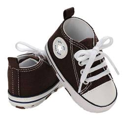 WangsCanis Babyschuhe Baby Junge Mädchen Schuhe Sneakers Weiche Leinwand mit Weichen und Rutschfesten Sohle Für 0-6 6-12 12-18 Monat (Braun, 3-6Months(1)) von WangsCanis