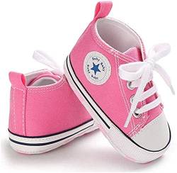 WangsCanis Babyschuhe Baby Junge Mädchen Schuhe Sneakers Weiche Leinwand mit Weichen und Rutschfesten Sohle Für 0-6 6-12 12-18 Monat (Rosa,12-18Months(3)) von WangsCanis