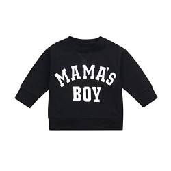 WangsCanis Kleinkind Baby Mädchen Jungen Mamas Mädchen Brief Gedruckt Langarm Sweatshirt Lässige Pullover Bluse Tops 0-6 Jahre Kleidung (Mama's Boy Schwarz, 3-4 Jahre) von WangsCanis