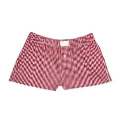 Y2k Damen-Pyjama-Shorts, Gingham-Muster, niedlich, kariert, Lounge-Shorts, Schlafhose, elastische Taille, Boxershorts, Streetwear, 1a Rot, 36 von WangsCanis