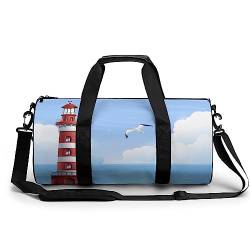 Sporttasche Leuchtturm Reisetasche Weekender Schwimmtasche Gym Bag Trainingstasche Für Herren Damen 45x23x23cm von Wangsxing