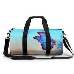 Sporttasche Schmetterling Blau Reisetasche Weekender Schwimmtasche Gym Bag Trainingstasche Für Herren Damen 45x23x23cm von Wangsxing