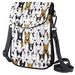 Wangsxing Mini Umhängetasche Damen Bullterrier Handytasche Kleine Schultertasche Crossbody Tasche Für Mädchen 19x12x2cm von Wangsxing