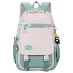 Waniki Schulrucksack Mädchen Schulranzen Junge Teenager Wasserdicht Nylon Rucksack Mädchen Mehrere Taschen Schultasche Leichtgewicht School Bag for Girls Travel Backpack für Schule Reise Sport（Grün） von Waniki