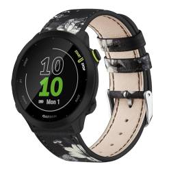 Lederarmband, kompatibel mit Garmin Forerunner 55, 645, 245, 20 mm, Echtlederband für Garmin Vivoactive 3 Music/Venu/Vivomove 3/Forerunner 55/245/645 Music, Leder von Wanme