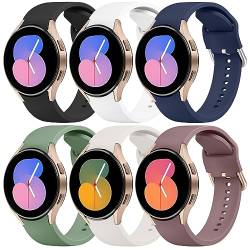 Wanme 6 Stück Armband für Samsung Galaxy Watch 5 44mm 40mm Armband, Silikon Ersatzarmband für Samsung Watch 5 pro 45mm (Schwarz+Abyss Blau+Weiß+Sternenlicht+Rauchviolett+Kieferngrün) von Wanme