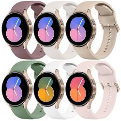 Wanme 6 Stück Armband für Samsung Galaxy Watch 5 44mm 40mm Armband, Silikon Ersatzarmband für Samsung Watch 5 pro 45mm (Sternenlicht+Milchtee Farbe+Rauchviolett+Rosa+Kieferngrün+Weiß) von Wanme