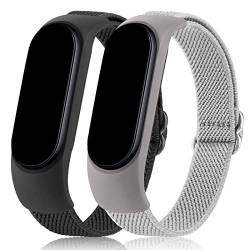 Wanme Armbänder für Amazfit Band 5 Ersatzarmband für Damen und Herren, 2 Stück, weich, elastisch, Sportarmband, kompatibel mit Amazfit Band 5, Armband-Zubehör (schwarz + grau) von Wanme