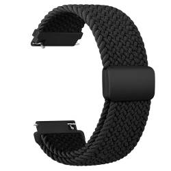 Wanme Gewebtes Nylon Uhrenarmbänder 20mm für Herren Damen, Nylon Elastische Uhrenarmband Schnellverschluss Armband, Neues Ersatzarmband mit Magnet Verstellbarer Anti Rutsch Schnalle, Schwarz von Wanme