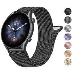 Wanme Metallarmband für Amazfit GTR 4,GTR 3 Pro,GTR 3,GTR 2e,GTR 2, 22 mm Schnellverschluss, Edelstahl-Ersatzarmband für Samsung Galaxy Watch 3 45 mm Bands Herren Damen (schwarz) von Wanme