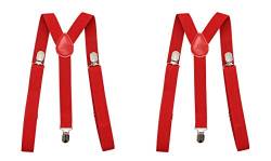 Herren-Hosenträger 2,5 cm elastisch, verstellbar, Y-Rückenteil, Rot 2 Stück, Einheitsgröße von WannGe