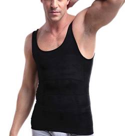 WannGe Men's Slimming Body Shaper Vest Shirt, Compression Muscle Tank, Black von WannGe