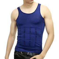 WannGe Mens Slimming Body Shaper Vest Shirt, Compression Muscle Tank, Blue L von WannGe