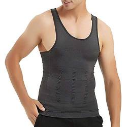 WannGe Mens Slimming Body Shaper Vest Shirt, Compression Muscle Tank, Grey L von WannGe