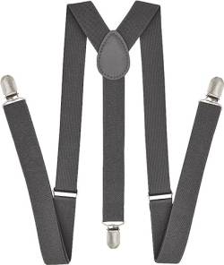 WannGe Mens Suspenders 1" Inch Elastic Adjustable Y-Back Clip-on Suspender - Darkgrey2 von WannGe