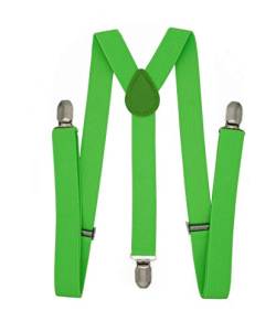 WannGe Mens Suspenders 1" Inch Elastic Adjustable Y-Back Clip-on Suspender - Green2 von WannGe