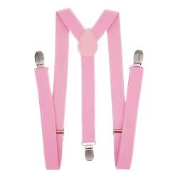 WannGe Mens Suspenders 1" Inch Elastic Adjustable Y-Back Clip-on Suspender - Pink2 von WannGe