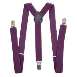 WannGe Mens Suspenders 1" Inch Elastic Adjustable Y-Back Clip-on Suspender - Purple2 von WannGe