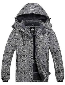 Wantdo Damen Berg Ski Jacke Wärmer Winter Fleece Mäntel Wasserdichter Atmungsaktive RegenMäntel Outdoor Kapuzen Windbreaker Jacken Zeilendruck S von Wantdo