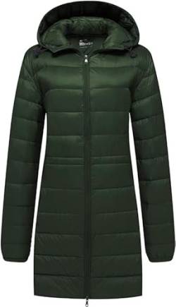 Wantdo Damen Outdoor Berg Reisejacken Weich Kapuzen Mäntel Freizeit Wandern Jacke Mode Slim Fit Parka Grün M von Wantdo