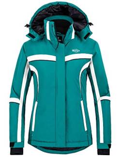 Wantdo Damen Wasserdichte Skijacke mit Kapuze Fleecemantel Berg Snowboardjacken Winddichte Outdoor Sport Mäntel Türkisblau L von Wantdo