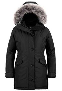 Wantdo Damen Winter Warm Puffer Mantel Wasserabweisend Outdoor Jacke Winddichte Oberbekleidung Mantel mit Kunstpelz Kapuze Schwarz S von Wantdo