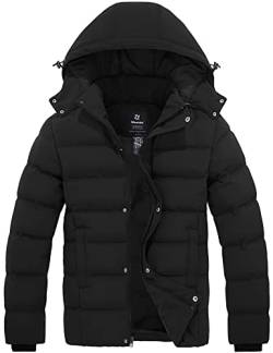 Wantdo Herren Baumwolle Abschnitt Jacke Baumwolle Mantel Klassisch Militär Jacke Outdoor Sport Mantel Schwarz XXL von Wantdo