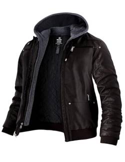 Wantdo Herren Lederjacke Lederjacke Hellbraun Lederjacke Winter Gefüttert Jaket für Dunkelkaffee-Verdicken S von Wantdo