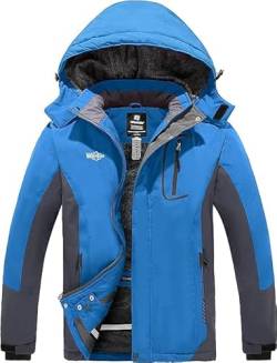 Wantdo Herren Ski Winterjacke Wandern Windjacke Snowboard Fleecefutter Protektorenjacke Warm Verdickt Outdoorjacke Allwetter Funktions Winterjacke Blau M von Wantdo