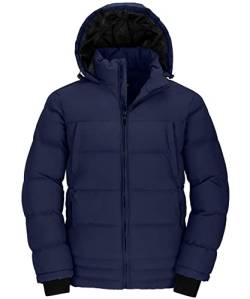 Wantdo Herren Winter Warme Jacke Wasserabweisend Outdoor Jacke Gesteppte Parka Baumwolle Polsterung Mantel Winddichte Jacken mit Kapuze Blau L von Wantdo