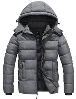 Wantdo Herren Winter Warmer Mantel Klassischer Baumwoll Polstermantel Winddichte Oberbekleidung Jacke L?ssig Outdoor Parka Grau XL von Wantdo