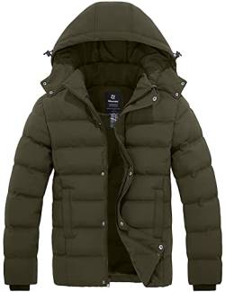 Wantdo Herren Winter Warmer Mantel Klassischer Baumwoll Polstermantel Winddichte Oberbekleidung Jacke Lässig Outdoor Parka Grün XL von Wantdo