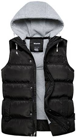 Wantdo Herren Winter Weste Gepolsterte Winter West Outdoor Sport Ärmellos Jacke Körperwärmer Winddichte Puffer Weste Schwarz XL von Wantdo